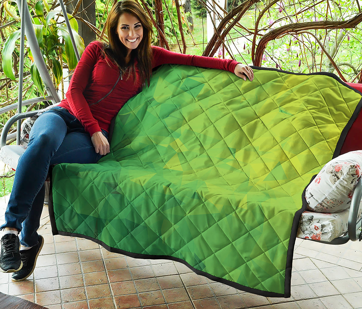 Lime Green Polygonal Geometric Print Quilt