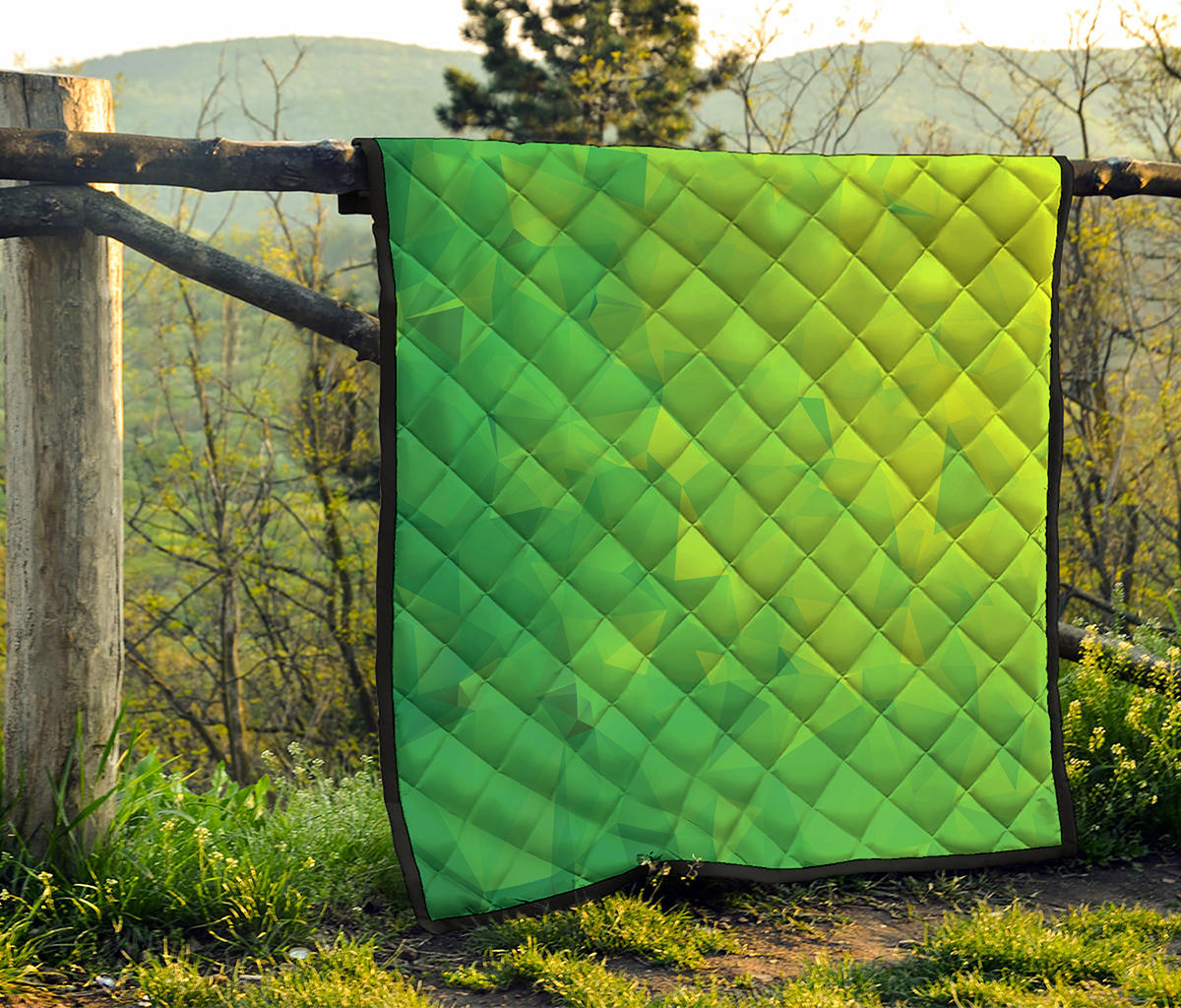 Lime Green Polygonal Geometric Print Quilt