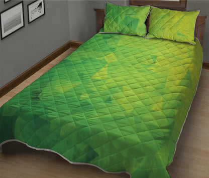 Lime Green Polygonal Geometric Print Quilt Bed Set