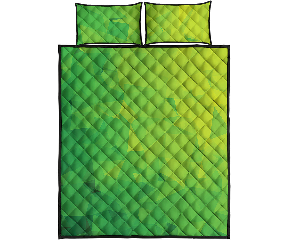 Lime Green Polygonal Geometric Print Quilt Bed Set