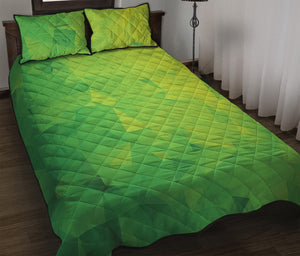 Lime Green Polygonal Geometric Print Quilt Bed Set