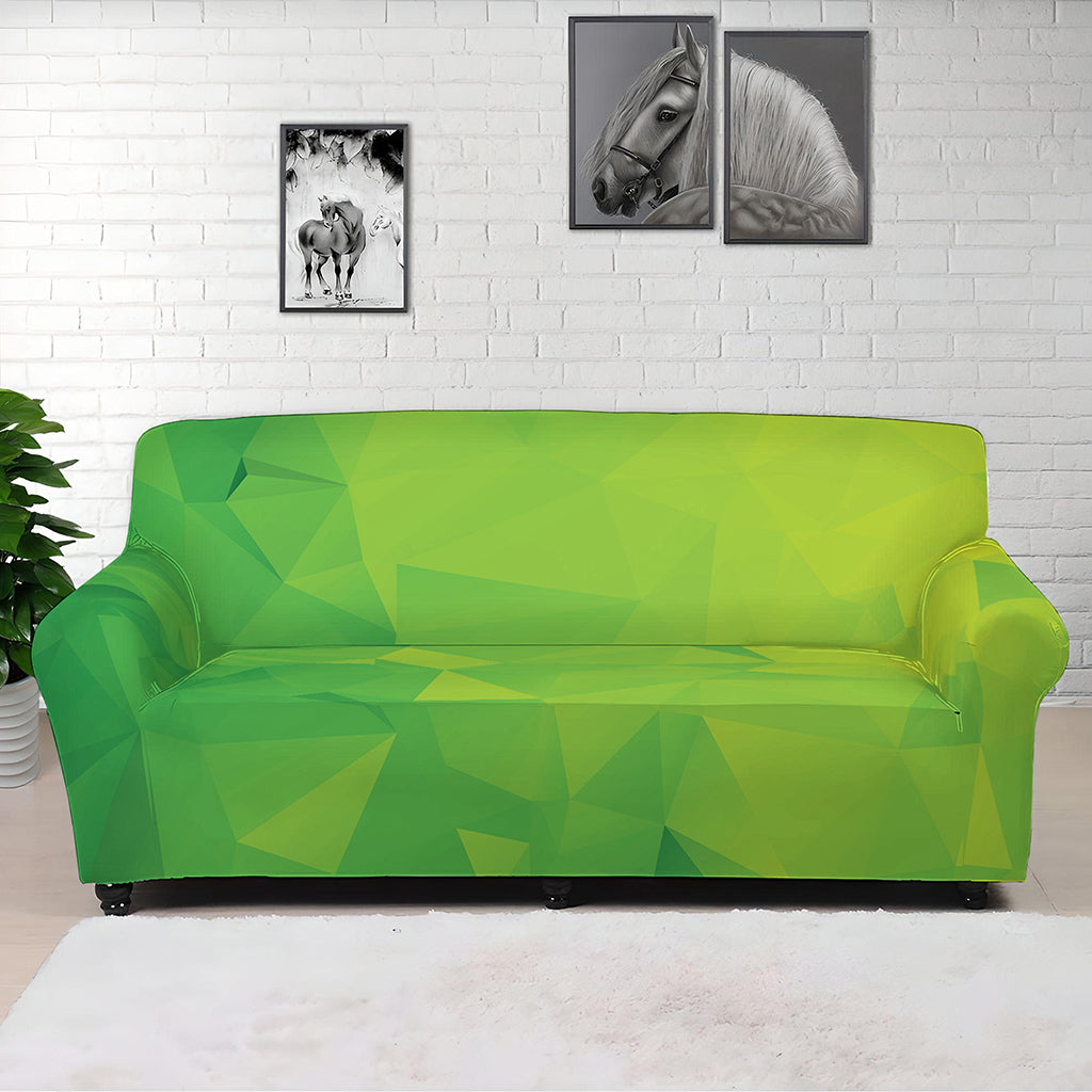 Lime Green Polygonal Geometric Print Sofa Cover