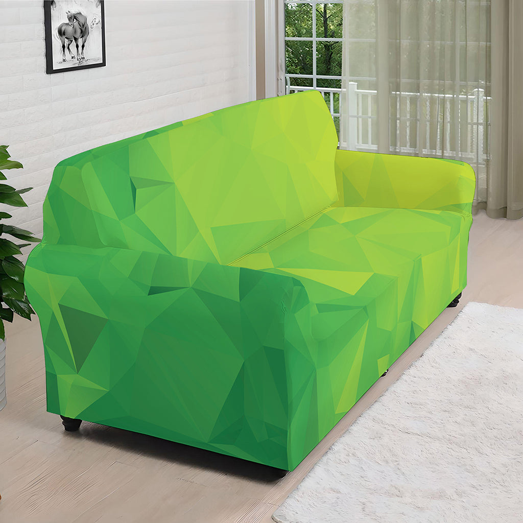 Lime Green Polygonal Geometric Print Sofa Cover