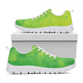 Lime Green Polygonal Geometric Print White Running Shoes