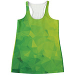 Lime Green Polygonal Geometric Print Women's Racerback Tank Top