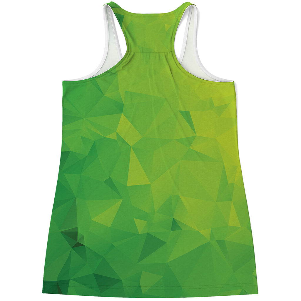 Lime Green Polygonal Geometric Print Women's Racerback Tank Top