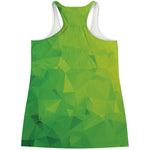 Lime Green Polygonal Geometric Print Women's Racerback Tank Top