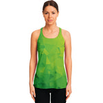 Lime Green Polygonal Geometric Print Women's Racerback Tank Top