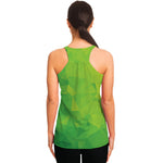 Lime Green Polygonal Geometric Print Women's Racerback Tank Top