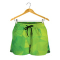 Lime Green Polygonal Geometric Print Women's Shorts