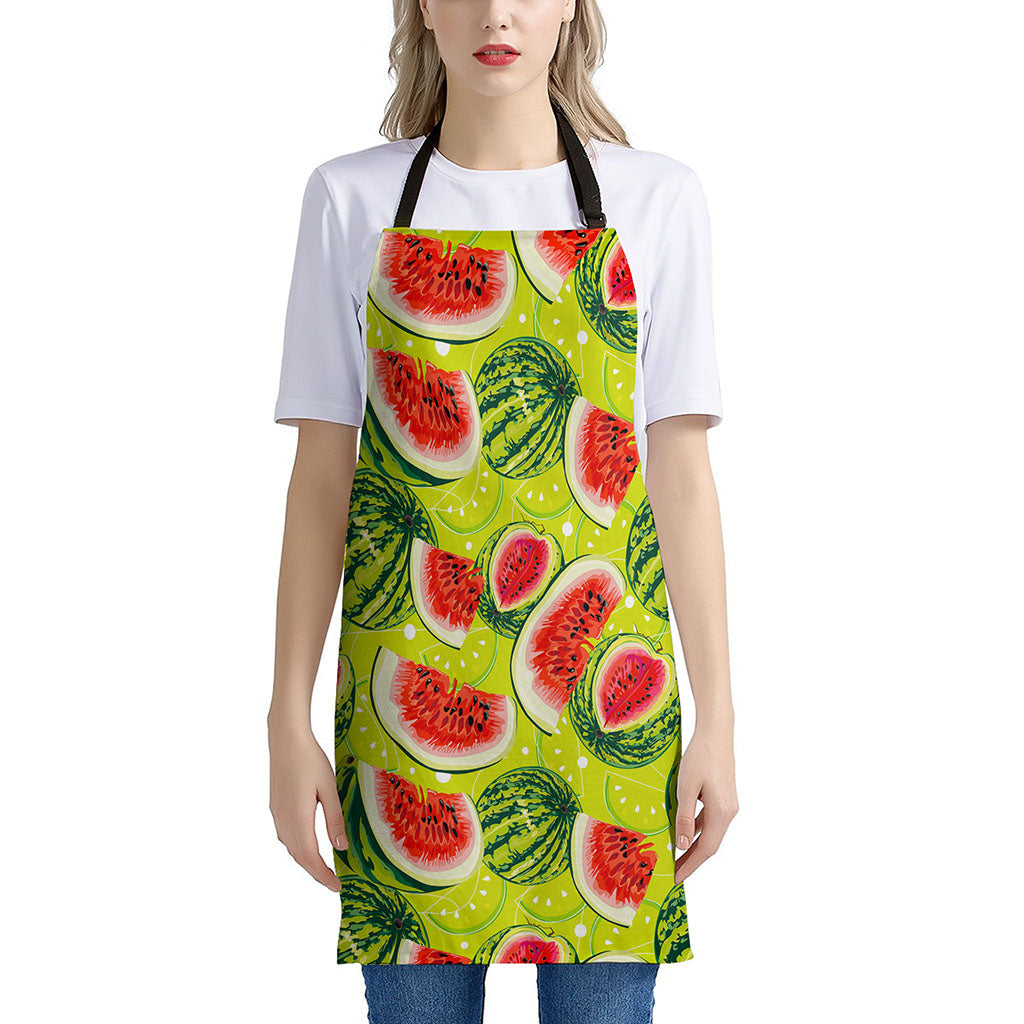 Lime Green Watermelon Pattern Print Apron