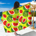 Lime Green Watermelon Pattern Print Beach Sarong Wrap