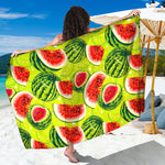 Lime Green Watermelon Pattern Print Beach Sarong Wrap