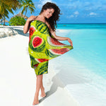 Lime Green Watermelon Pattern Print Beach Sarong Wrap