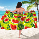 Lime Green Watermelon Pattern Print Beach Sarong Wrap