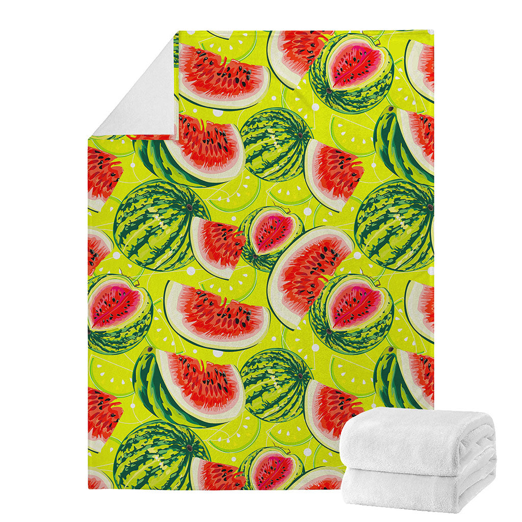Lime Green Watermelon Pattern Print Blanket