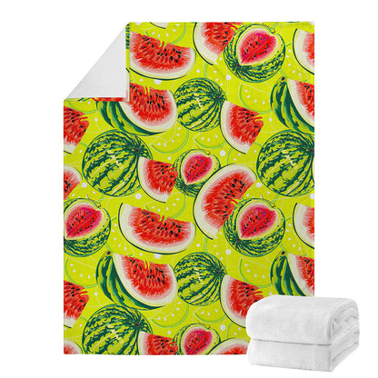 Lime Green Watermelon Pattern Print Blanket