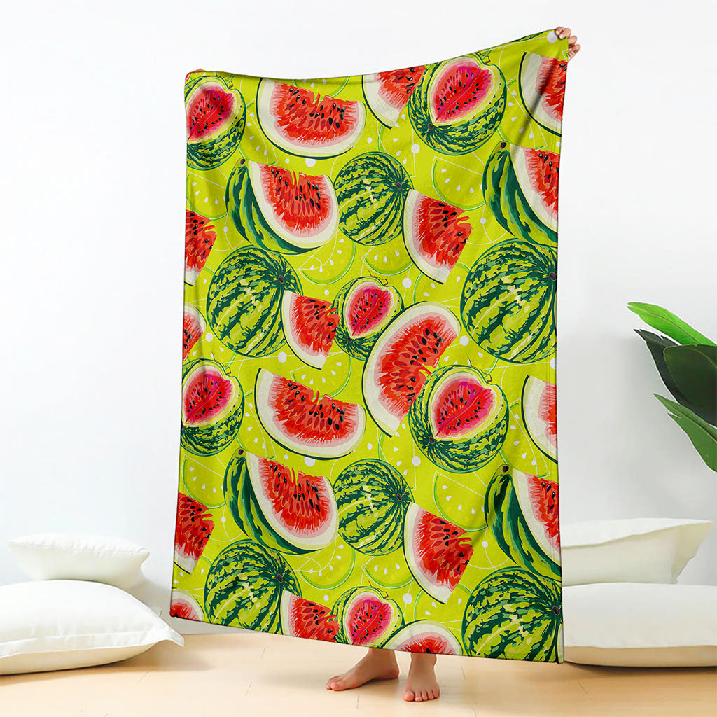 Lime Green Watermelon Pattern Print Blanket