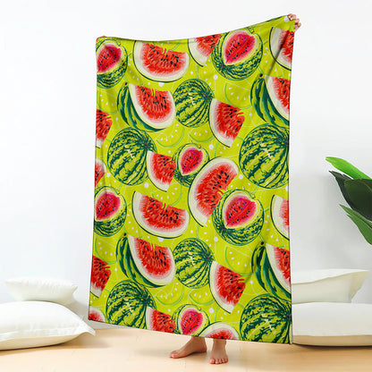 Lime Green Watermelon Pattern Print Blanket