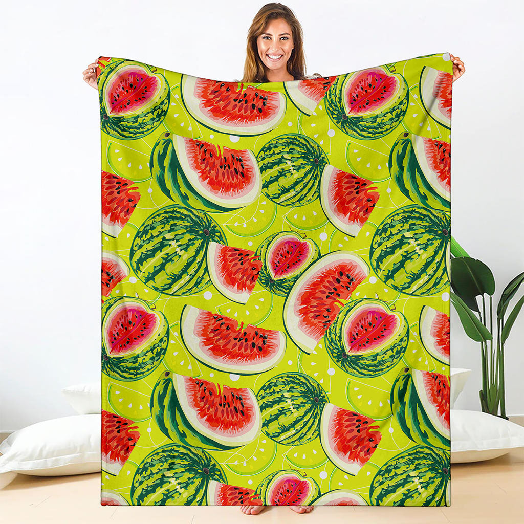 Lime Green Watermelon Pattern Print Blanket