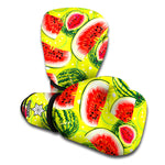 Lime Green Watermelon Pattern Print Boxing Gloves