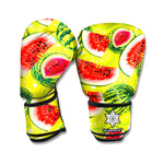 Lime Green Watermelon Pattern Print Boxing Gloves