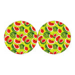 Lime Green Watermelon Pattern Print Car Coasters