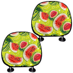 Lime Green Watermelon Pattern Print Car Headrest Covers