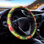 Lime Green Watermelon Pattern Print Car Steering Wheel Cover