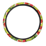 Lime Green Watermelon Pattern Print Car Steering Wheel Cover