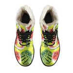 Lime Green Watermelon Pattern Print Comfy Boots GearFrost