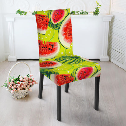 Lime Green Watermelon Pattern Print Dining Chair Slipcover