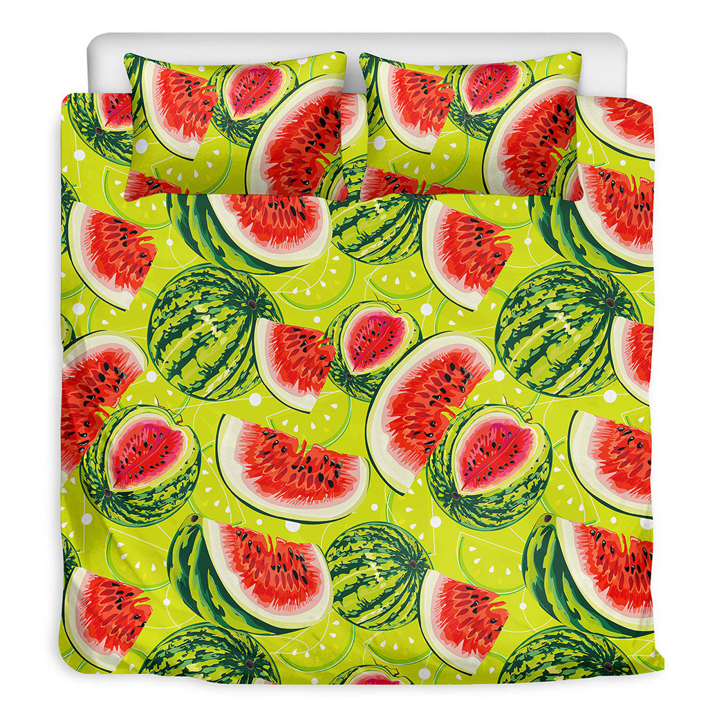 Lime Green Watermelon Pattern Print Duvet Cover Bedding Set