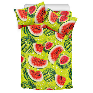 Lime Green Watermelon Pattern Print Duvet Cover Bedding Set