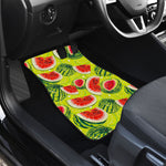 Lime Green Watermelon Pattern Print Front and Back Car Floor Mats