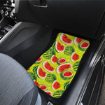 Lime Green Watermelon Pattern Print Front and Back Car Floor Mats