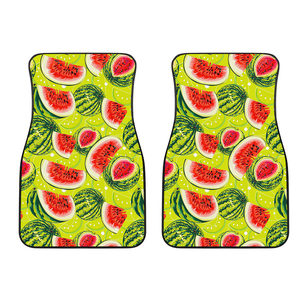 Lime Green Watermelon Pattern Print Front Car Floor Mats