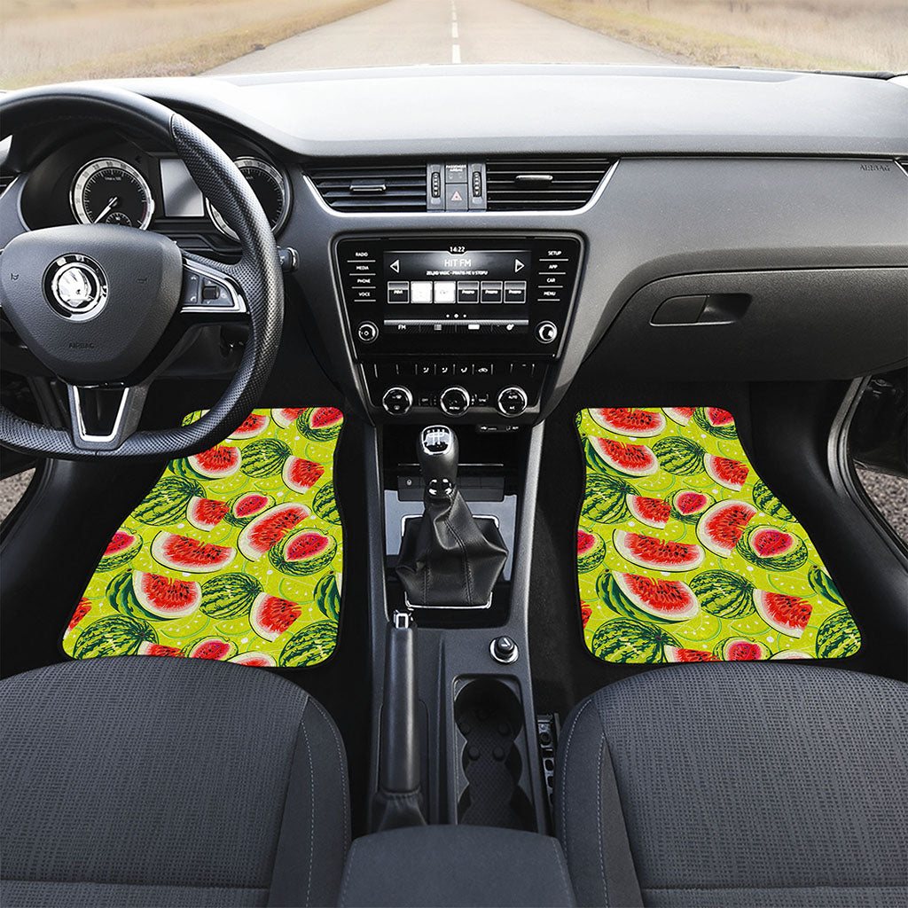 Lime Green Watermelon Pattern Print Front Car Floor Mats