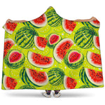 Lime Green Watermelon Pattern Print Hooded Blanket