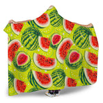 Lime Green Watermelon Pattern Print Hooded Blanket