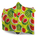 Lime Green Watermelon Pattern Print Hooded Blanket