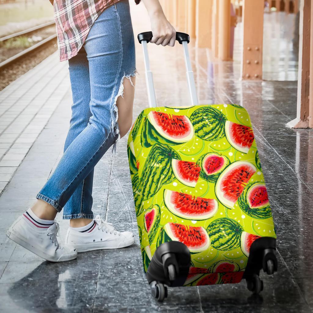 Lime Green Watermelon Pattern Print Luggage Cover GearFrost