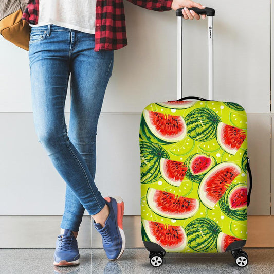 Lime Green Watermelon Pattern Print Luggage Cover GearFrost