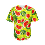 Lime Green Watermelon Pattern Print Men's Baseball Jersey