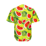 Lime Green Watermelon Pattern Print Men's Baseball Jersey