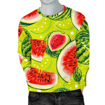 Lime Green Watermelon Pattern Print Men's Crewneck Sweatshirt GearFrost