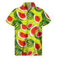 Lime Green Watermelon Pattern Print Men's Short Sleeve Shirt