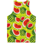 Lime Green Watermelon Pattern Print Men's Tank Top