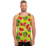 Lime Green Watermelon Pattern Print Men's Tank Top
