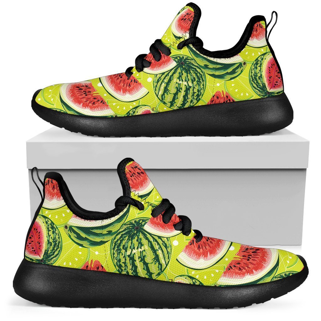 Lime Green Watermelon Pattern Print Mesh Knit Shoes GearFrost